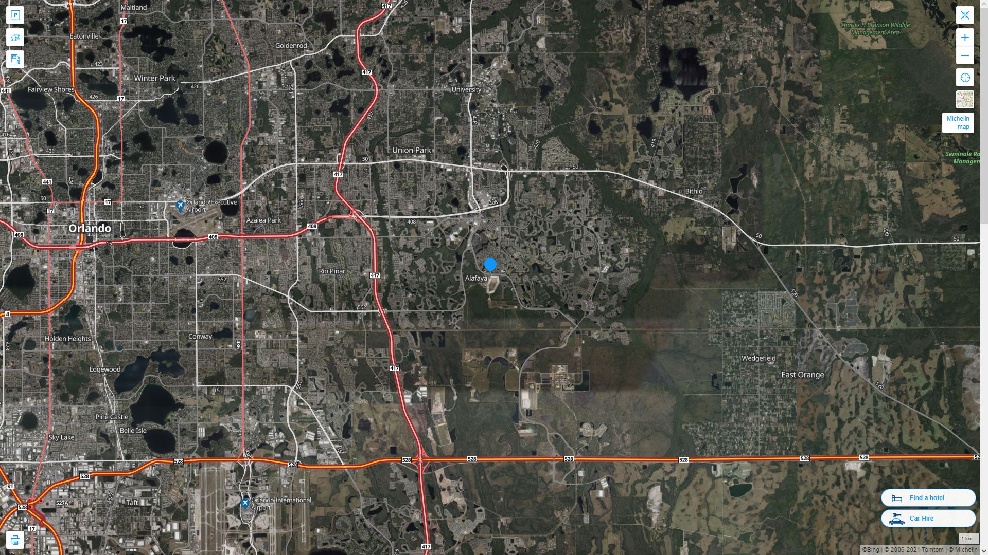 Alafaya Florida Highway and Road Map with Satellite View